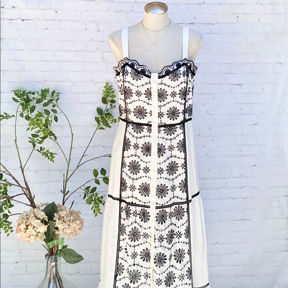 Veronica Beard Dresses & Skirts - Veronica Beard White and Black Embroidered Maxi Dress